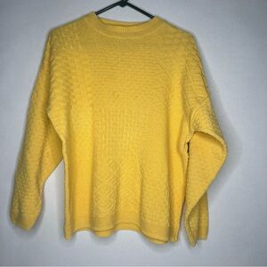 Mark Fore & Strike Womens XL Cable Knit Sweater Yellow Cotton Vintage Long Sleev